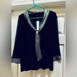 Christine Gerard  Woman  Black Top with Sheer Patterned Accents